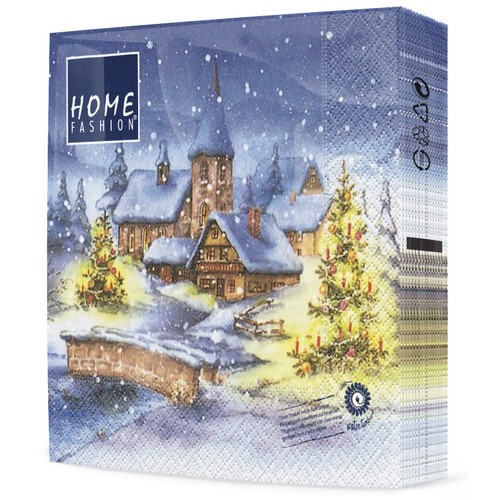 20 Servietten Christmas Village - Weihnachtsdorf im Winter 33x33cm