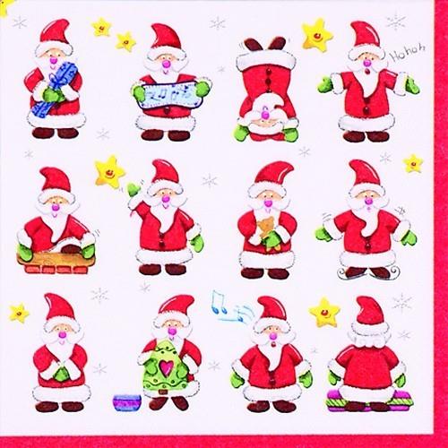 20 Servietten Funny Santas – Santas auf Abenteuer 33x33cm