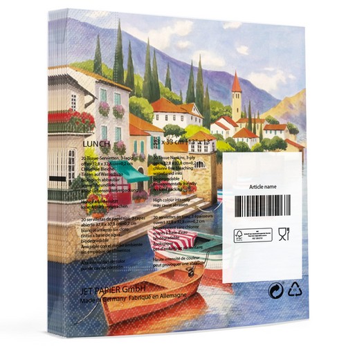20 Servietten Lago di Como - Boote im Comer See 33x33cm