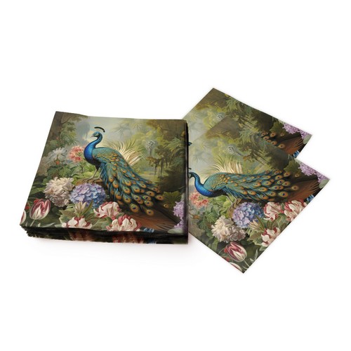 20 Servietten Olympos - Pfau in eleganter Szene 33x33cm