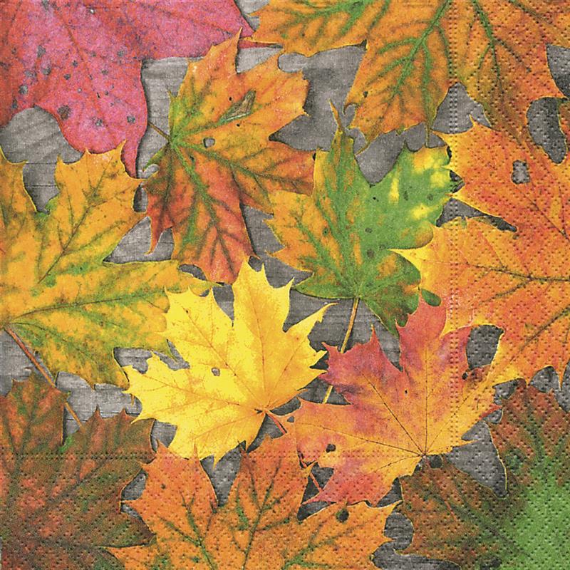 RP 20 Servietten Maple Leafs - Rot-braune Herbstblätter 33x33cm