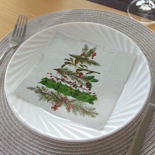 20 Servietten Christmas Arbor - Zweige zum Tannenbaum gelegt 33x33cm