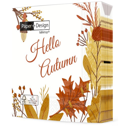 20 Servietten Hello Autumn - Der Herbst kommt 33x33cm