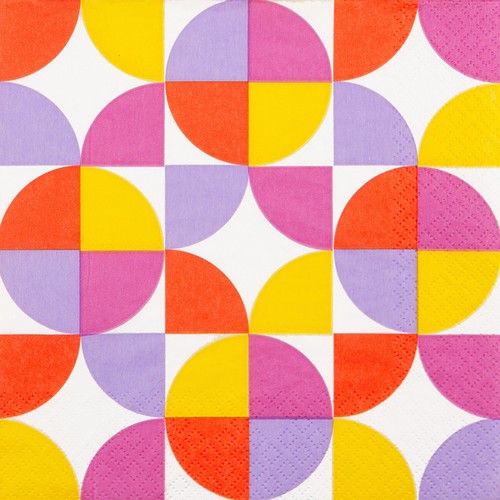 20 Servietten Disco - Muster aus bunten Kreisen 33x33cm