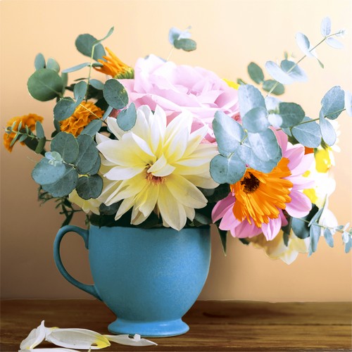 20 Servietten Bouquet Amour - Natürlicher Strauß voller Blumen 33x33cm