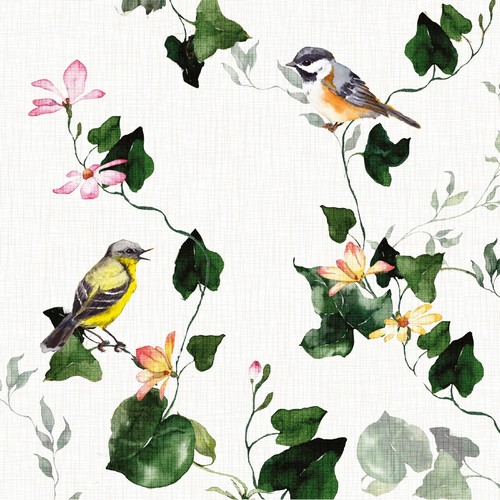 20 Servietten Botanical Vine - Vögel an Efeu 33x33cm