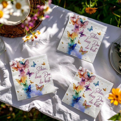 20 Servietten Butterfly coloured festival - Buntes Schmetterlingsfest 33x33cm