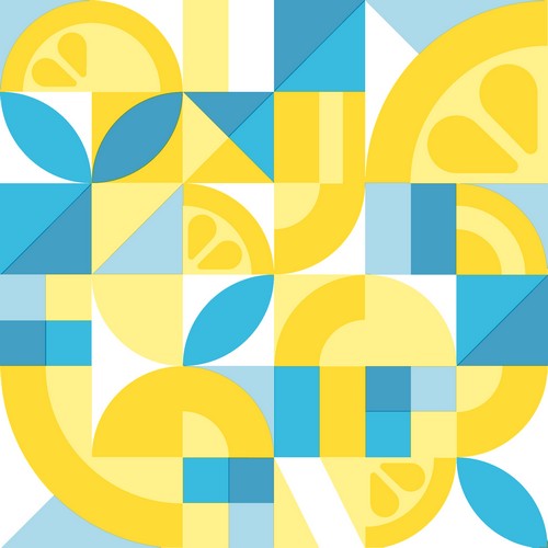 20 Servietten Citrus Era Yellow - Geometrische Zitronen gelb 33x33cm