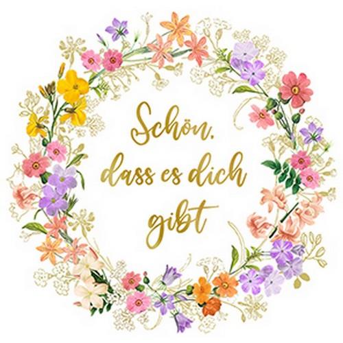 20 Servietten Sophies Garden - Blumenkranz mit Schön 33x33cm