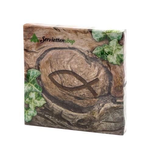 20 Servietten Ichthys in Wood 33x33cm