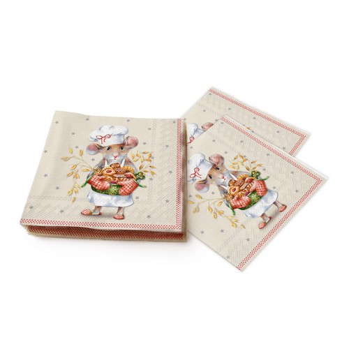 20 Servietten Anna baked - Fleißige Bäckermaus 33x33cm
