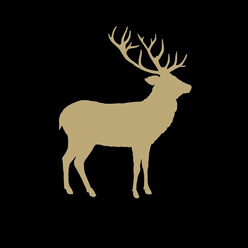 20 Servietten Deer contour gold/black - Hirsch-Silhouette gold auf schwarz 33x33cm