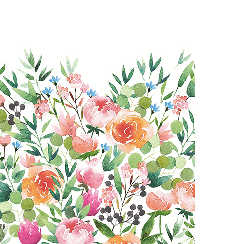 20 kleine Cocktailservietten English Garden - Gemalte Blumenvielfalt 25x25cm