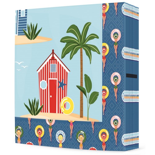 20 Servietten A la plage - Strandhütten an Palmen 33x33cm