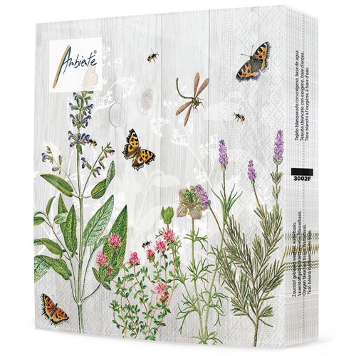 20 Servietten Herb Garden  - Kräuter an Holzwand 33x33cm