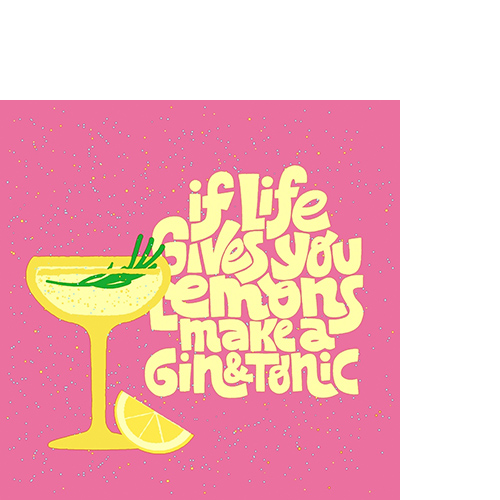 20 kleine Cocktailservietten Gin & Tonic - Gin-Tonic mit Zitrone 25x25cm