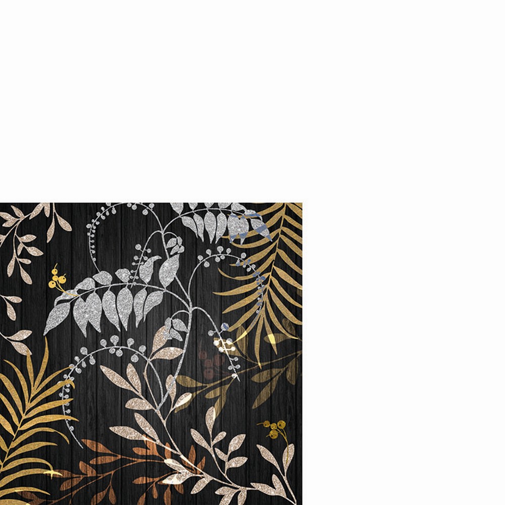 20 kleine Cocktailservietten Luxury Leaves black - Edle Blätterzusammenstellung 25x25cm