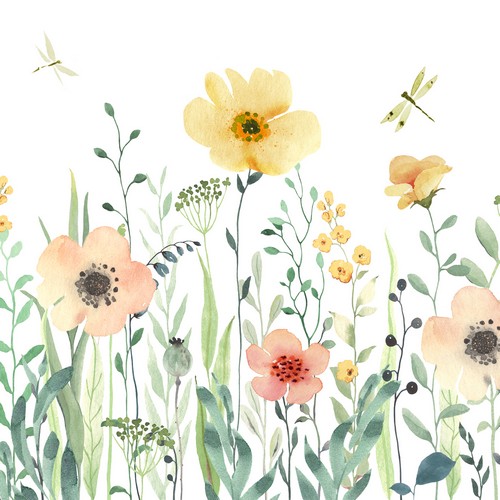 20 Servietten Sunny Meadow - Blumenwiese pastell 33x33cm