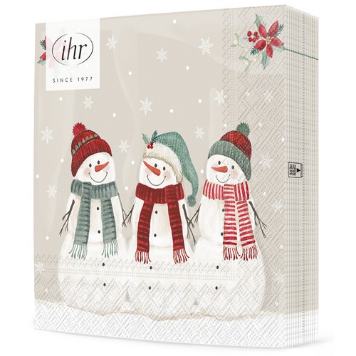 20 Servietten Three Snowmen - Freundschaft unter Schneemänner 33x33cm