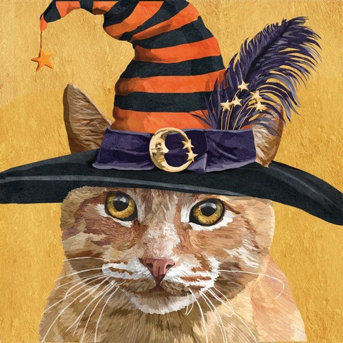 20 Servietten Hazel - Katze mit Hexenhut 33x33cm