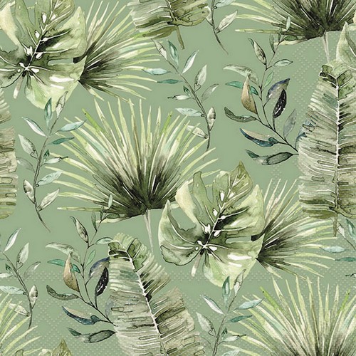 20 Servietten Jungle Leaves - Blätter des Dschungels  33x33cm