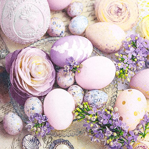 20 Servietten Sense of Easter - Ostereier pastell mit Blumen 33x33cm