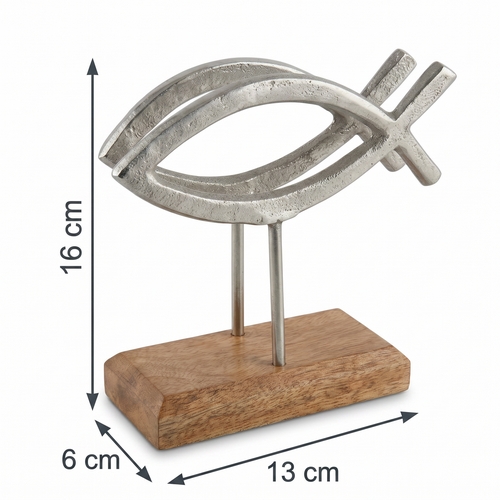 Serviettenhalter Communion Fish silver - Fischsymbol silber für alle Serviettengrößen, aus Holz, 13x16cm