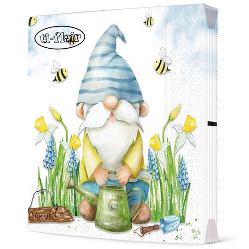 20 Servietten Garden Gnome - Fleißiger Gartenwichtel 33x33cm