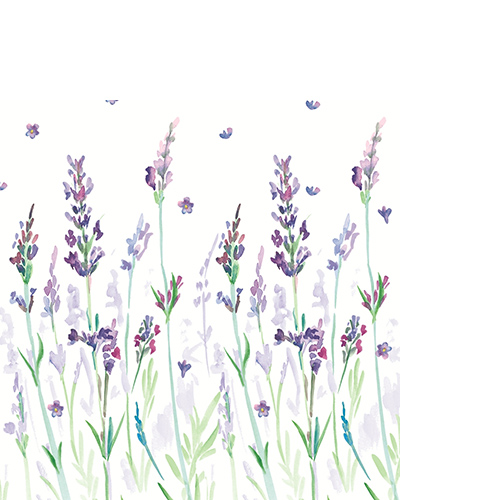 20 kleine Cocktailservietten Lavendream - Gemalter Lavendel zur Wiese 25x25cm