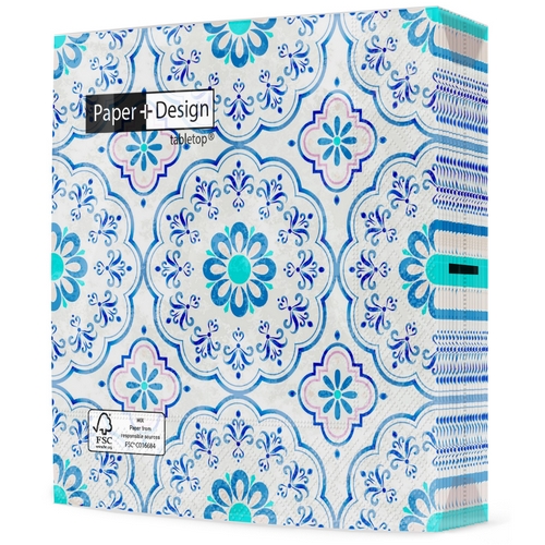 20 Servietten Boho mosaic - Mosaik-Muster blau 33x33cm