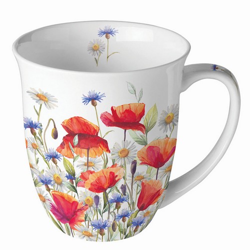 Tasse aus Porzellan Poppies and Cornflowers - Kornblumen und Mohnblumen 0,4L, Höhe 10,5cm