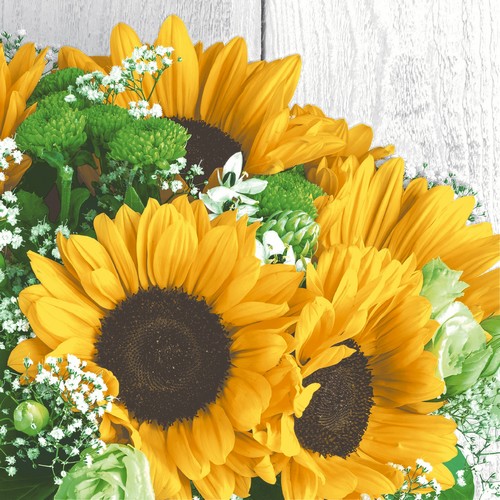 20 Servietten Harvest sunflower - Sonnenblumen im Strauß 33x33cm