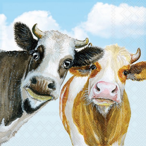 20 Servietten Alma and Bella - Neugierige Kühe 33x33cm