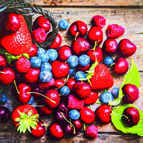 20 Servietten Tasty Berries - Beeren aus dem Garten 33x33cm