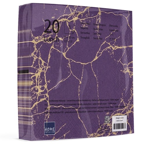 20 Servietten Royal Marble aubergine - Marmor mit Struktur aubergine 33x33cm