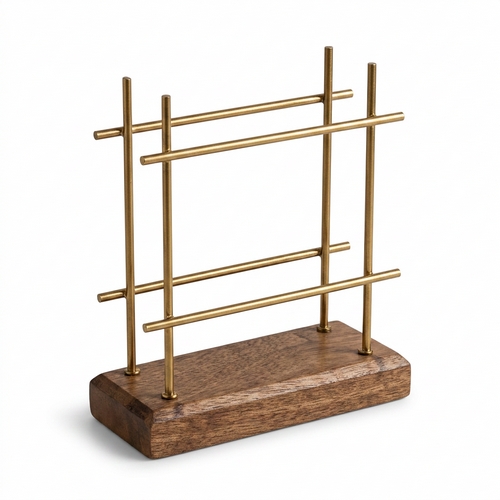 Serviettenhalter Standing Figure gold - Moderne Stäbe gold für alle Serviettengrößen, aus Holz, 15x17,5cm