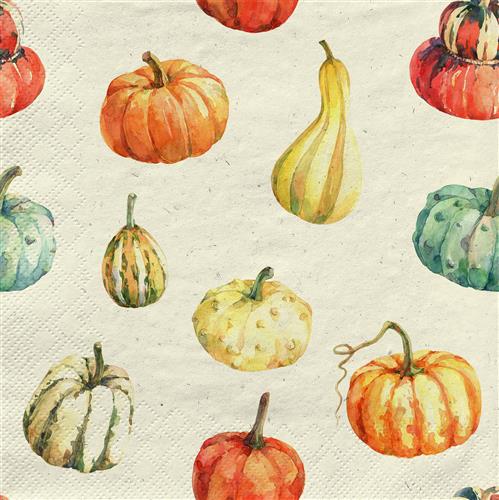 20 Servietten nachhaltig Gras Pumpkin Love - Feine Kürbisse 33x33cm