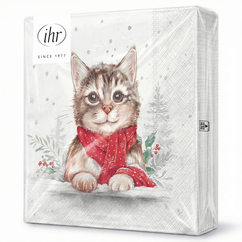 20 Servietten Minou - Niedliche Katze mit Schal 33x33cm