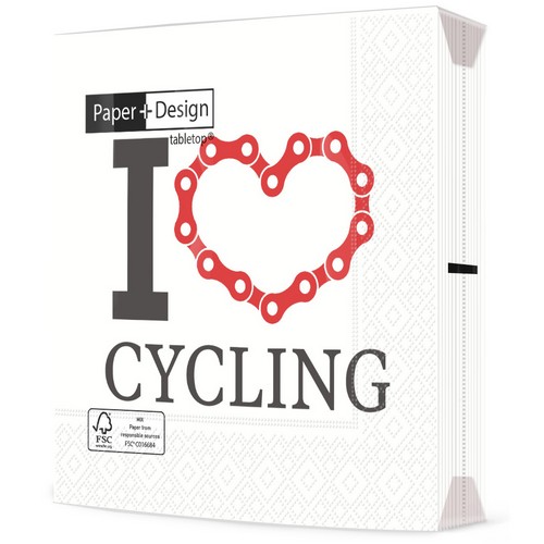 20 Servietten Cycling Love - Fahrradkette 33x33cm