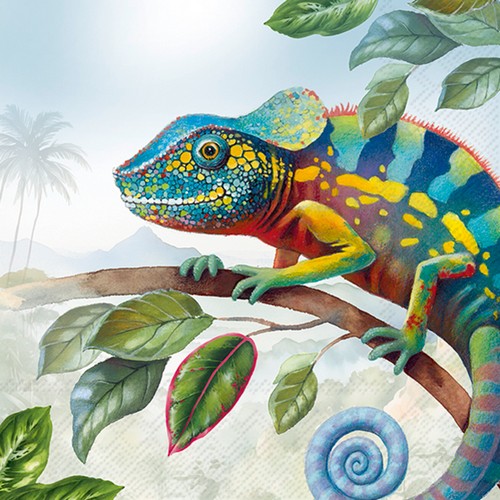 20 Servietten Exotic Chameleon - Chamäleon im Dschungel 33x33cm