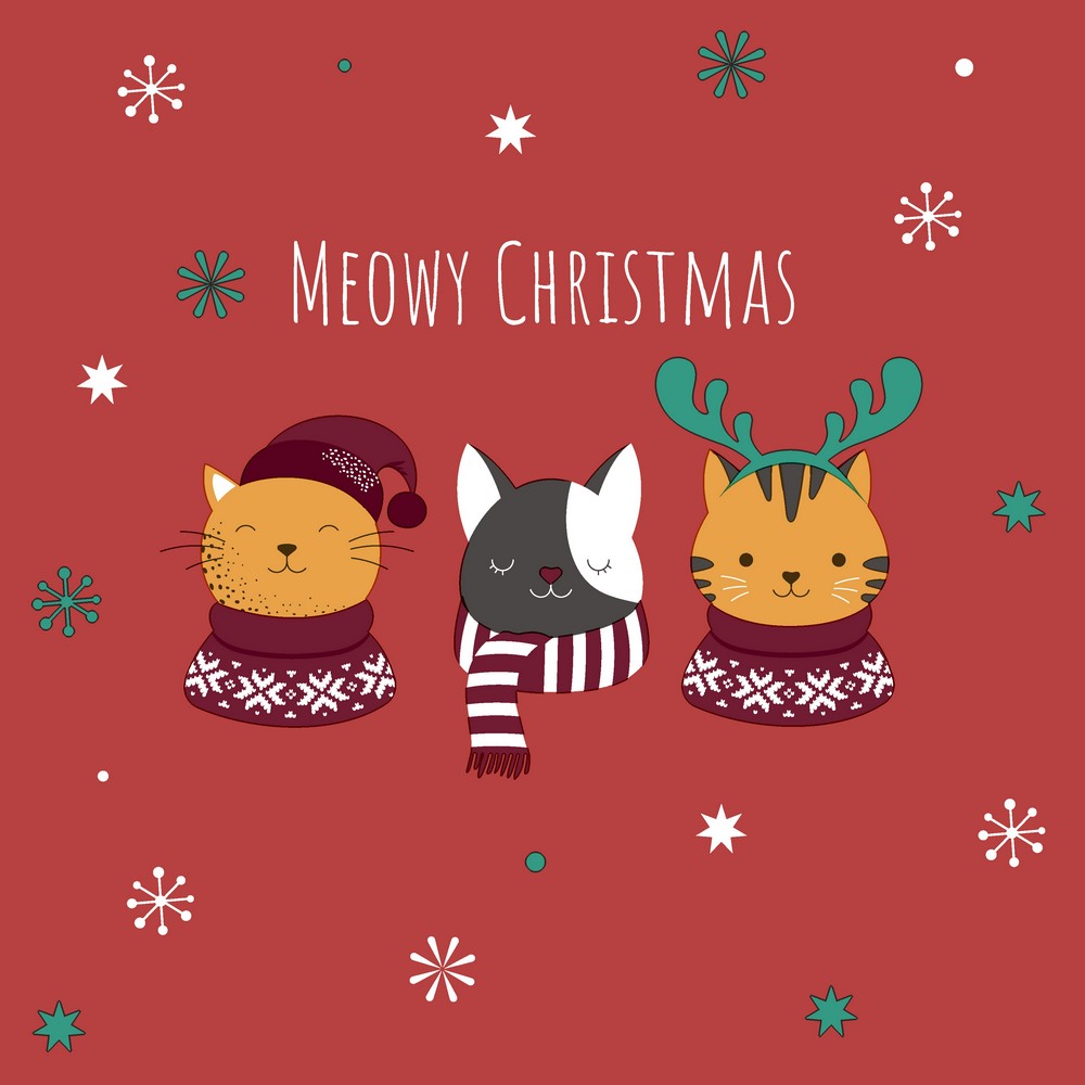 20 Servietten Meowy Xmas - Weihnachten miau 33x33cm