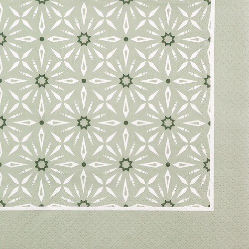 20 Servietten Le Brienne olive - Blütenmuster an Bordüre oliv 33x33cm