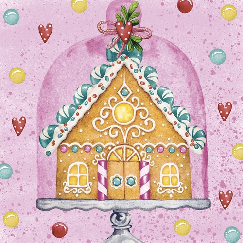 20 Servietten Gingerbread House - Feinstes Lebkuchenhaus 33x33cm