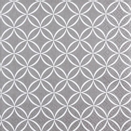 20 Servietten Circles grey - Kreise im Verbund grau 33x33cm