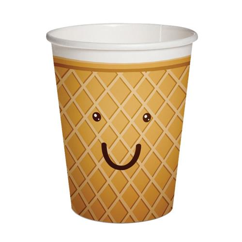 10 Pappbecher Ice Cream - Eiszeit 250ml Ø5,5-8cm, H9cm