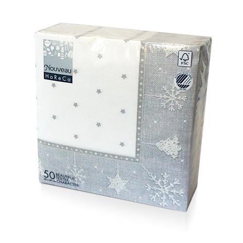 50 Servietten Cottone Dinner Xmas silber 40x40cm