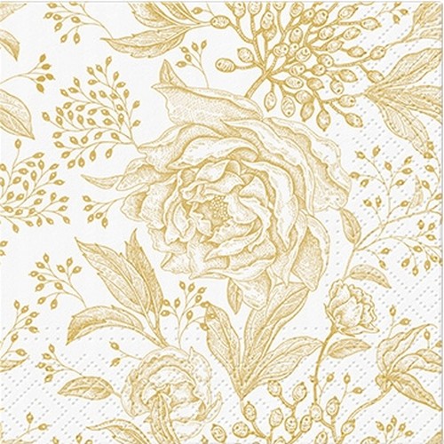 20 Servietten Rose Peonies - Dezente Zeichnung einer Pfingstrose 33x33cm