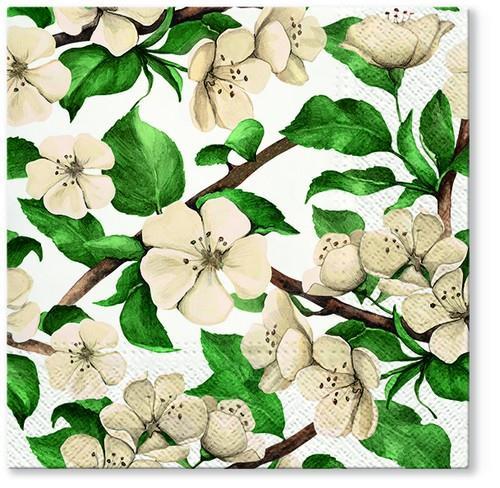 20 Servietten Apple Blossoms - Weiße Apfelblüten 33x33cm