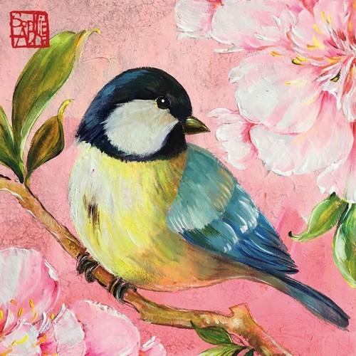20 Servietten Oiseau en rose - Vogel auf pink 33x33cm
