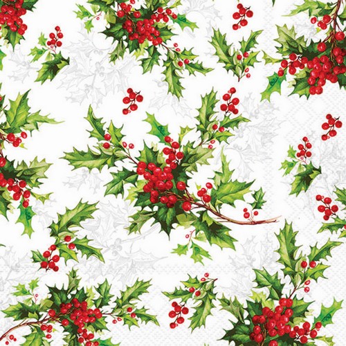 20 Servietten Ilex all over - Schönes Ilex-Muster 33x33cm